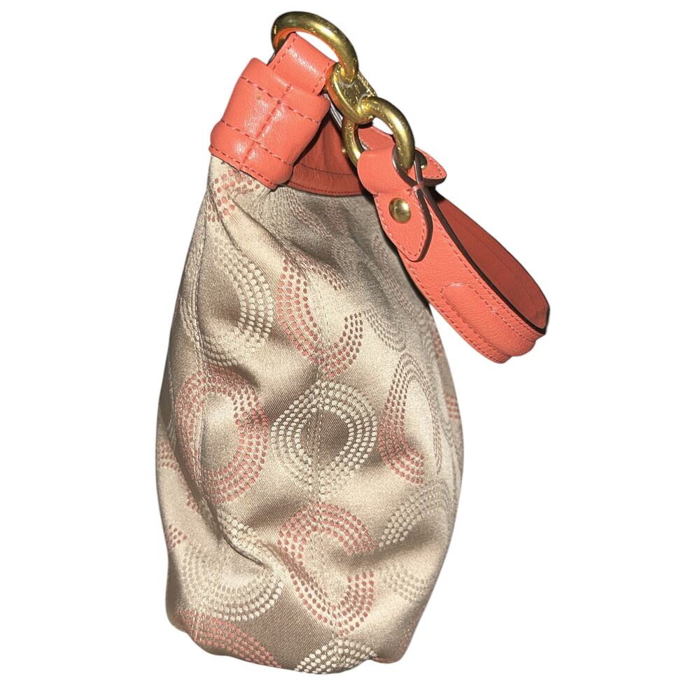Coach Ashley Dotted Op Art Hippie Khaki & Tearose Jacquard Shoulder Bag F20088 - Picture 4 of 9